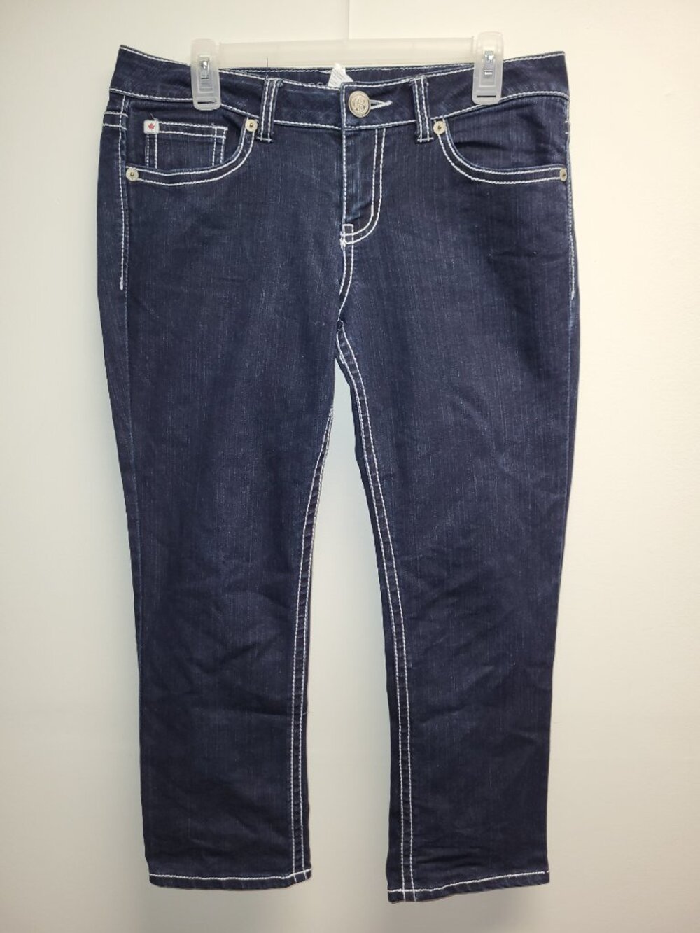 Bootlegger Women's Dark Wash Bootcut Jeans Size 29 Contrast Stitch Denim